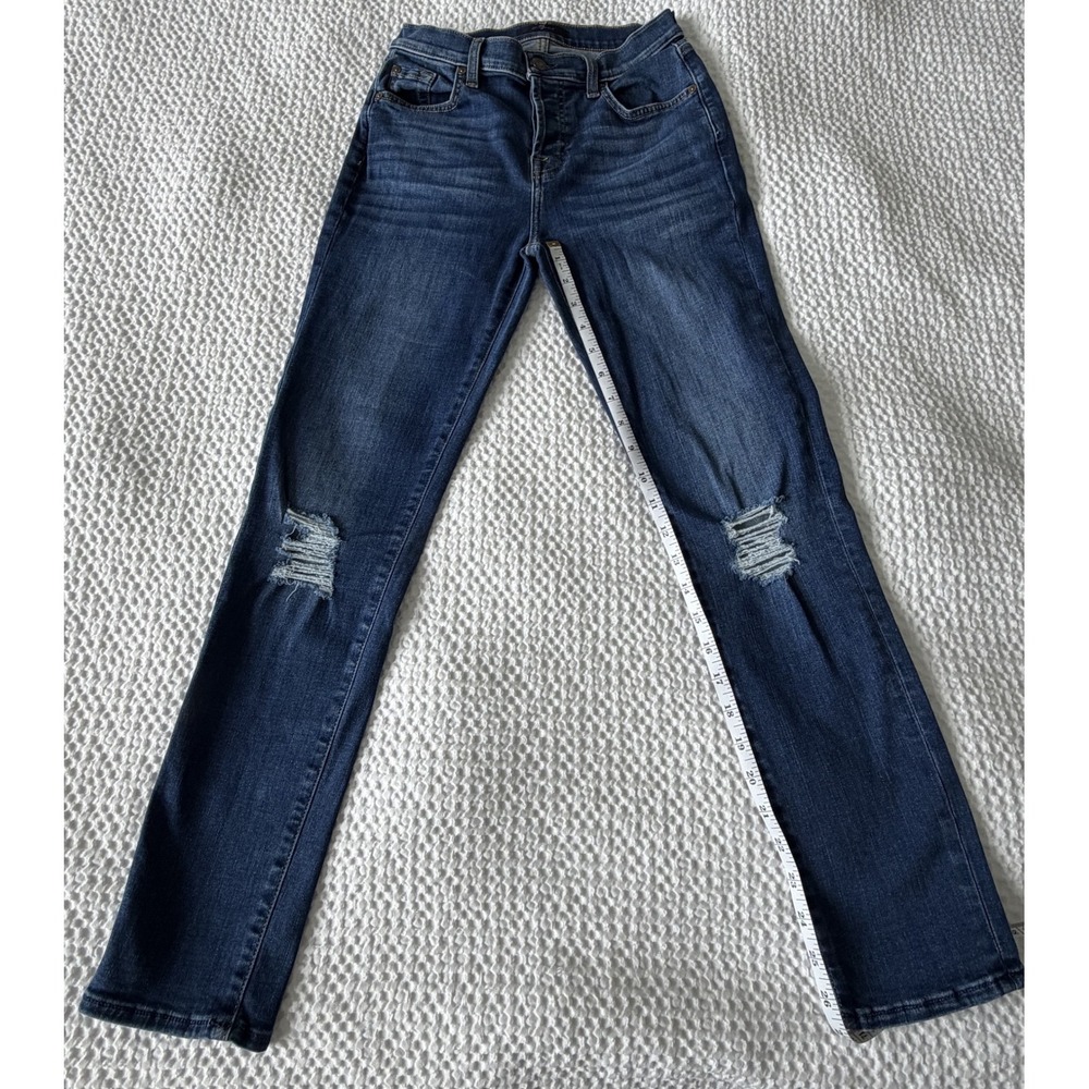 7 For All Mankind Josefina Jeans Women 24 Blue Distressed Skinny Boyfriend